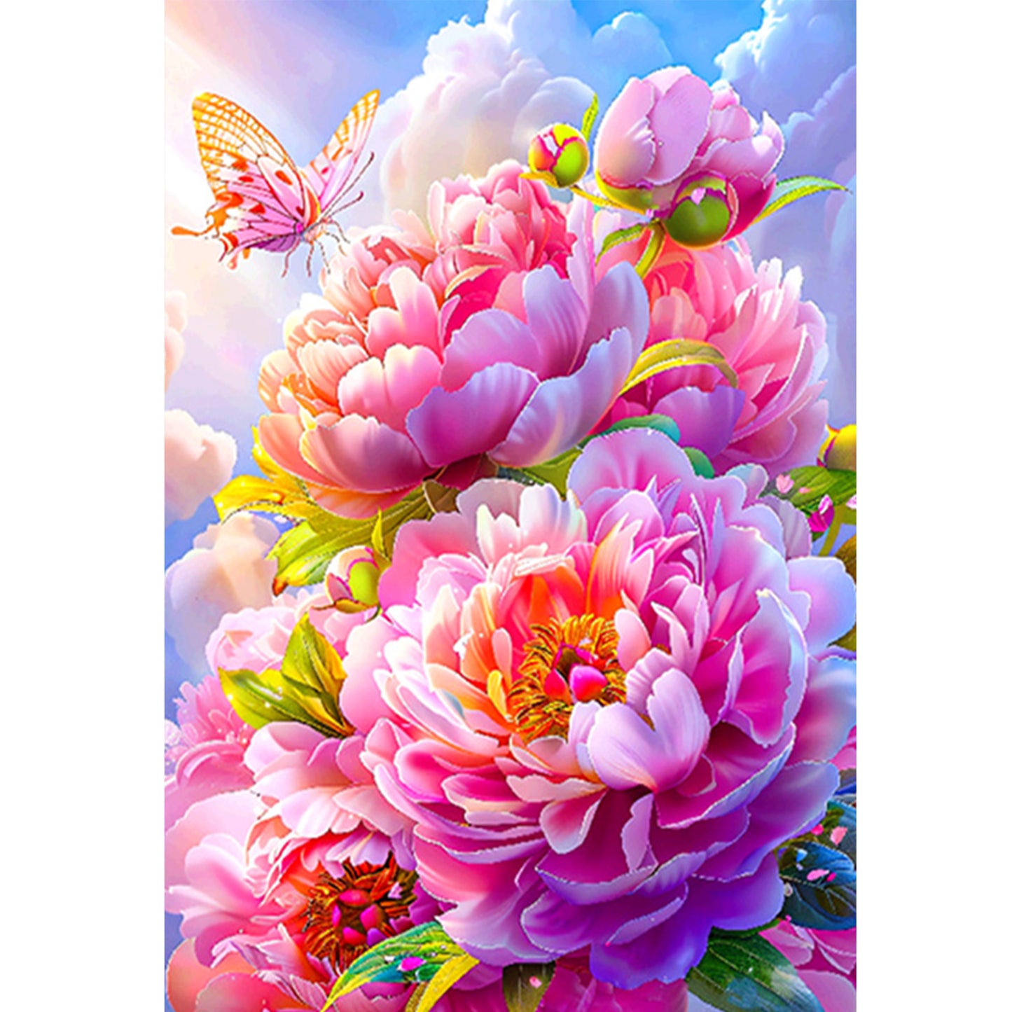 Peony - Full 11CT Stamped Cross Stitch 50x70CM - Mona Lisa