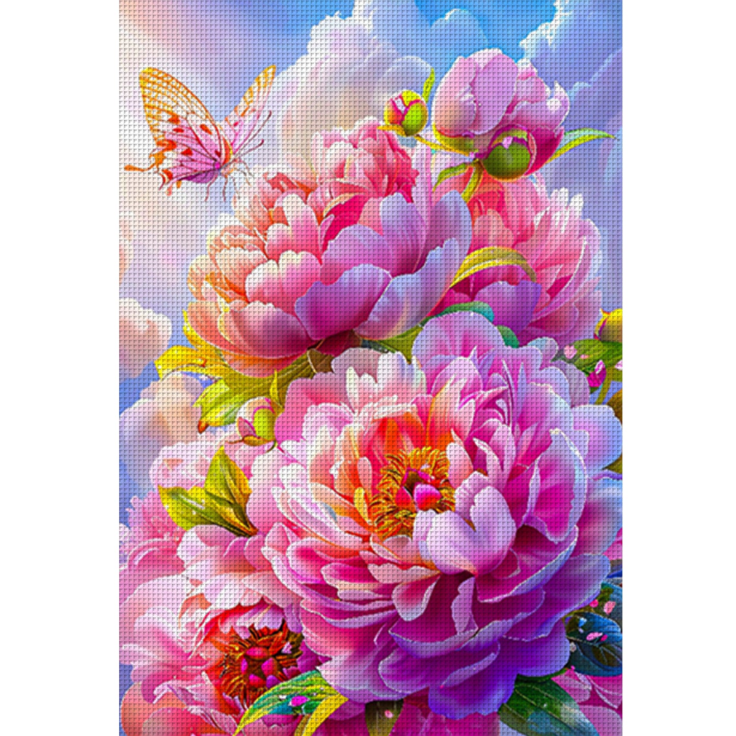Peony - Full 11CT Stamped Cross Stitch 50x70CM - Mona Lisa