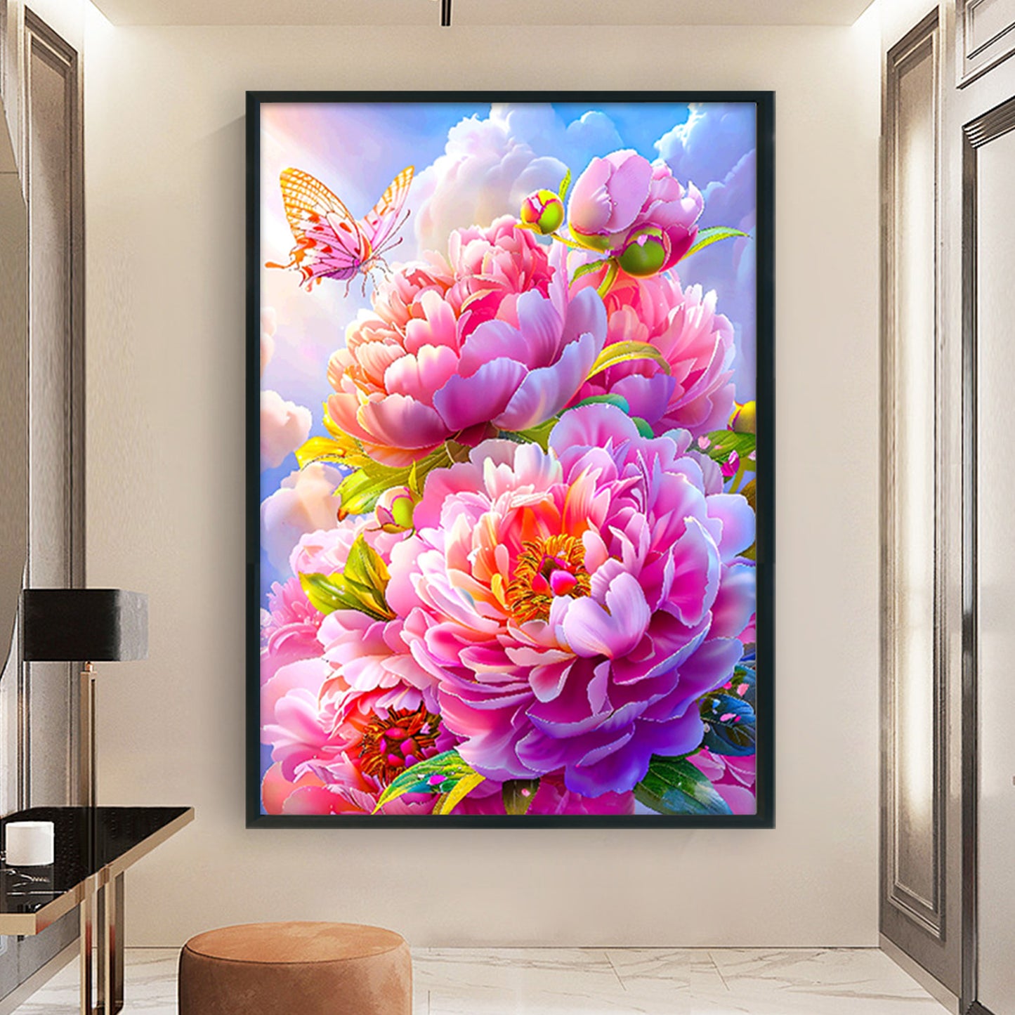 Peony - Full 11CT Stamped Cross Stitch 50x70CM - Mona Lisa