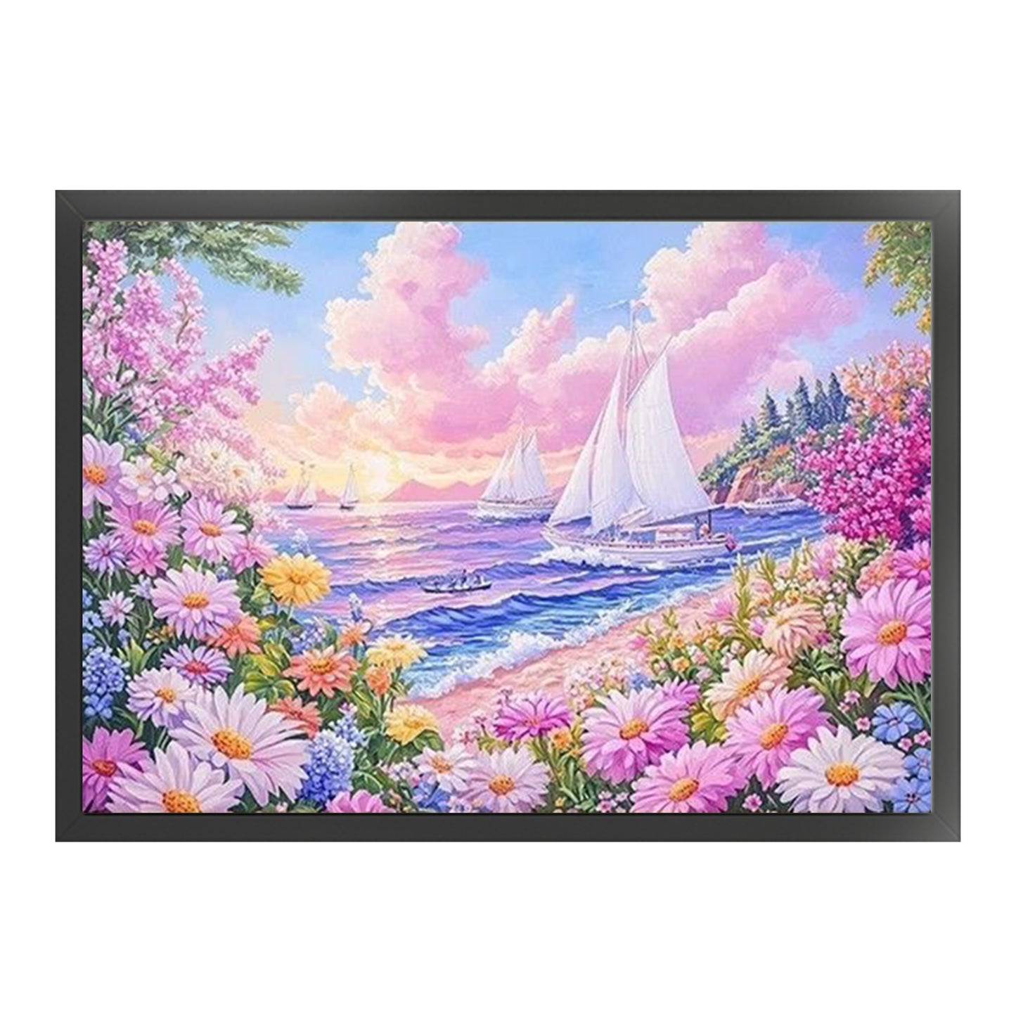Sailing Flower Message - Full 11CT Stamped Cross Stitch 85x65CM - Mona Lisa
