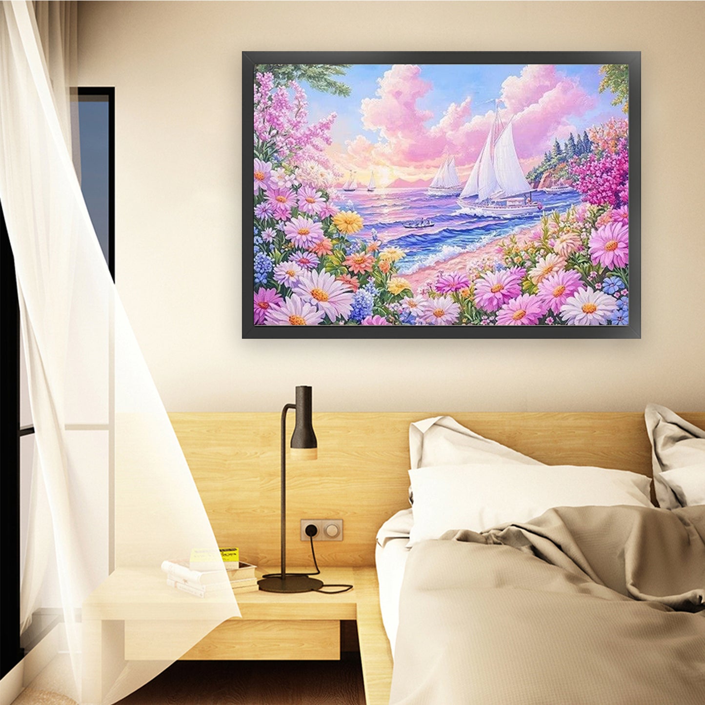Sailing Flower Message - Full 11CT Stamped Cross Stitch 85x65CM - Mona Lisa