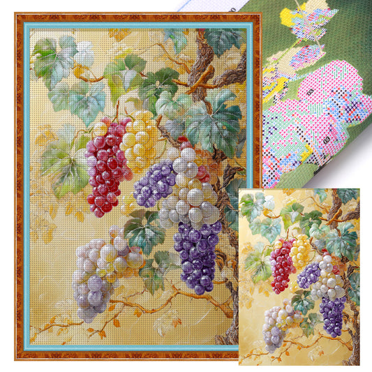 Grape With Many Fruits - Full 11CT Stamped Cross Stitch 50x70CM - Mona Lisa