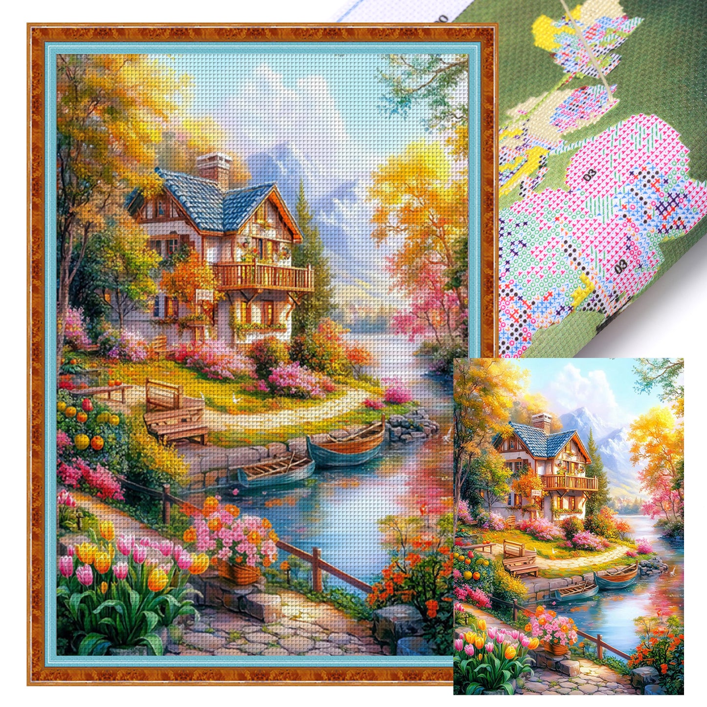 Lake Como Vacation - Full 11CT Stamped Cross Stitch 50x70CM - Mona Lisa
