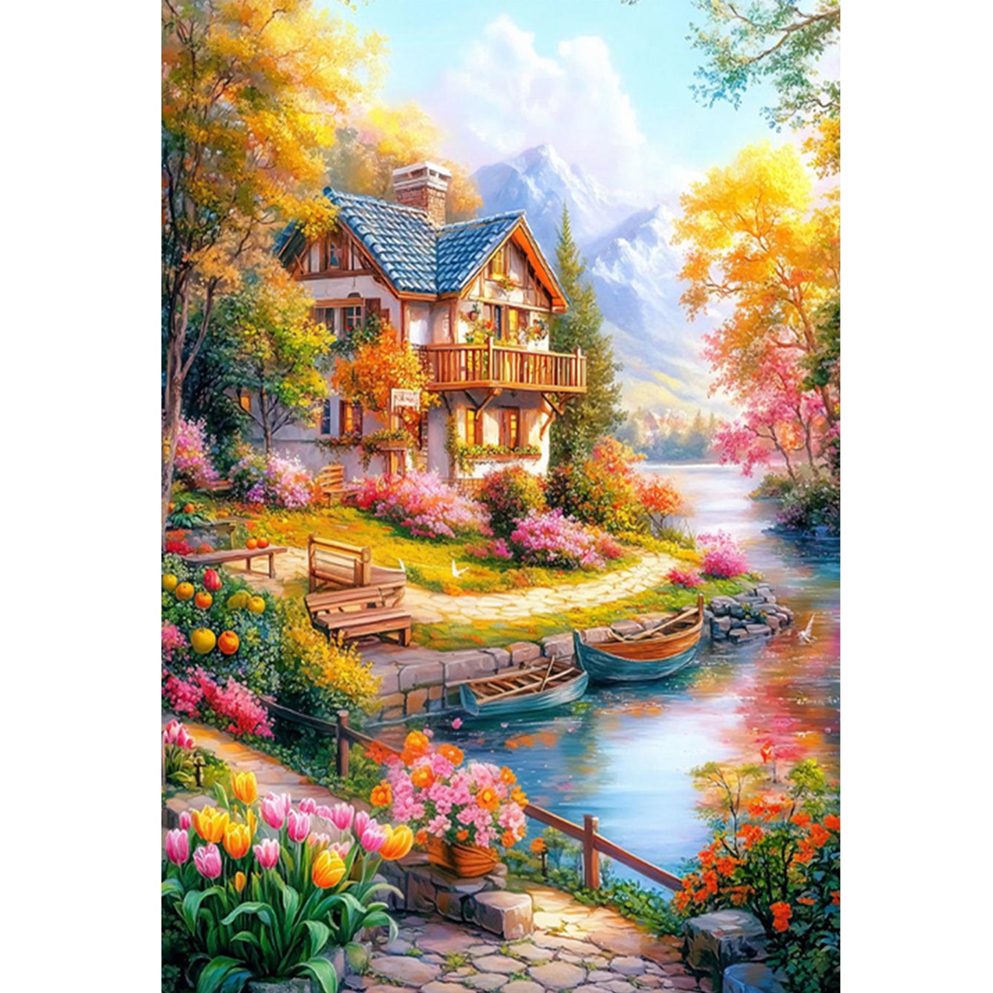 Lake Como Vacation - Full 11CT Stamped Cross Stitch 50x70CM - Mona Lisa