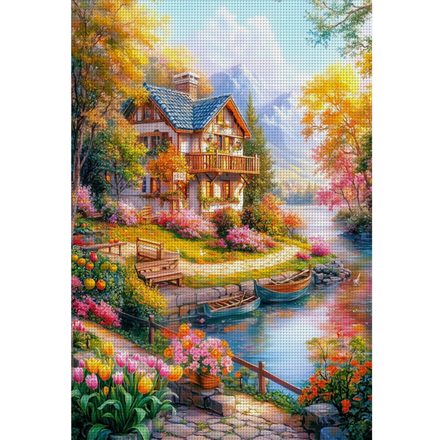 Lake Como Vacation - Full 11CT Stamped Cross Stitch 50x70CM - Mona Lisa