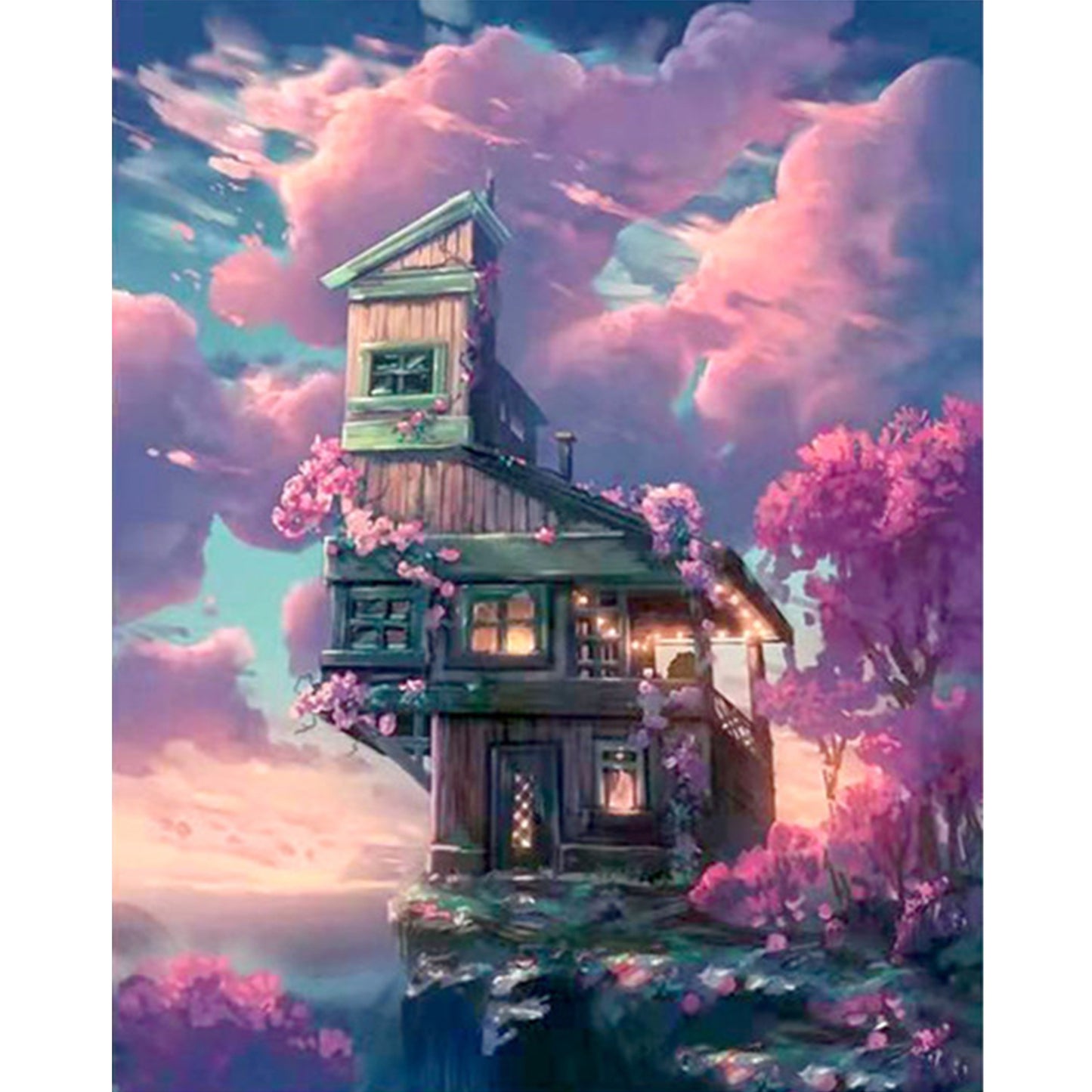 Cabin Above Clouds - Full 11CT Stamped Cross Stitch 50x61CM - Mona Lisa
