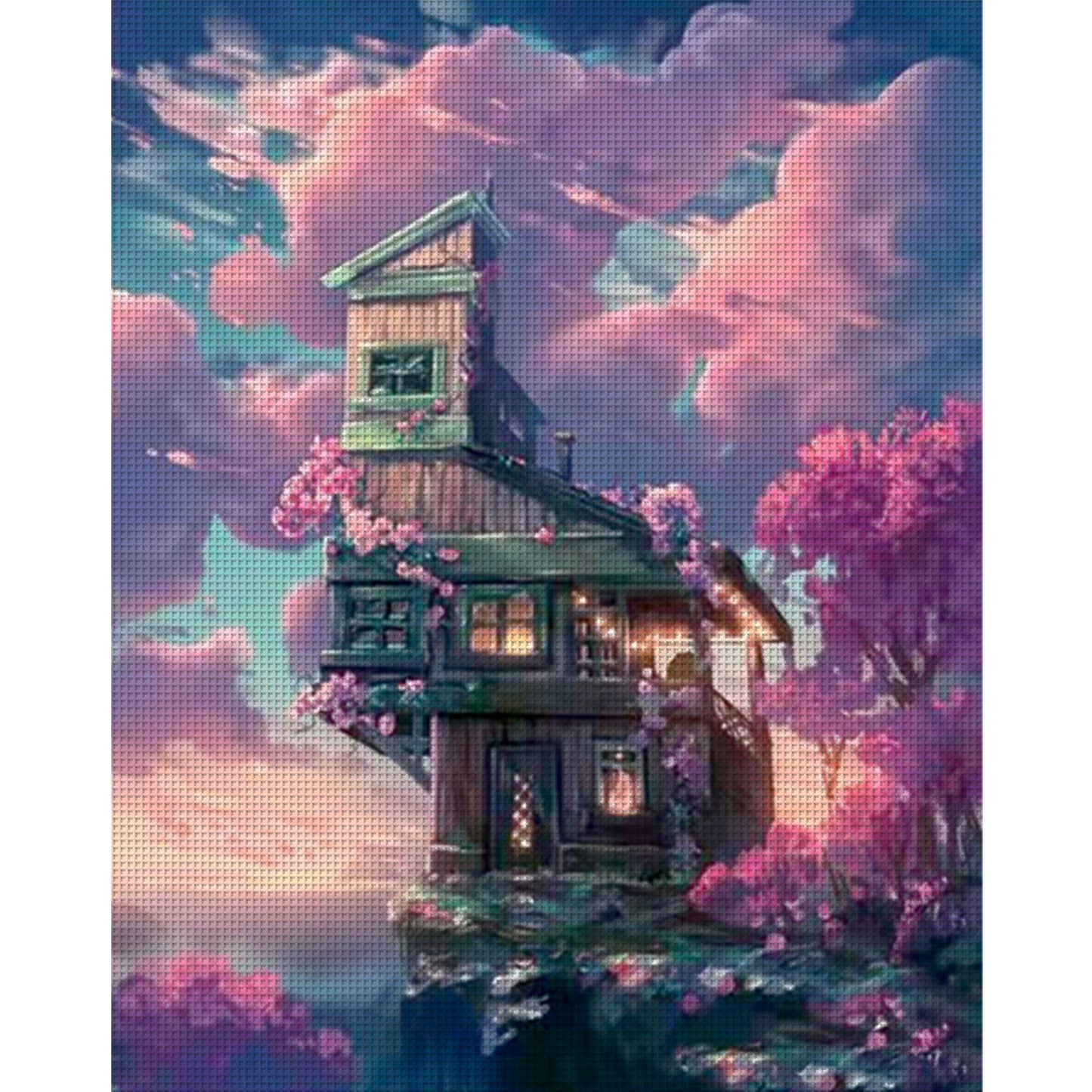 Cabin Above Clouds - Full 11CT Stamped Cross Stitch 50x61CM - Mona Lisa