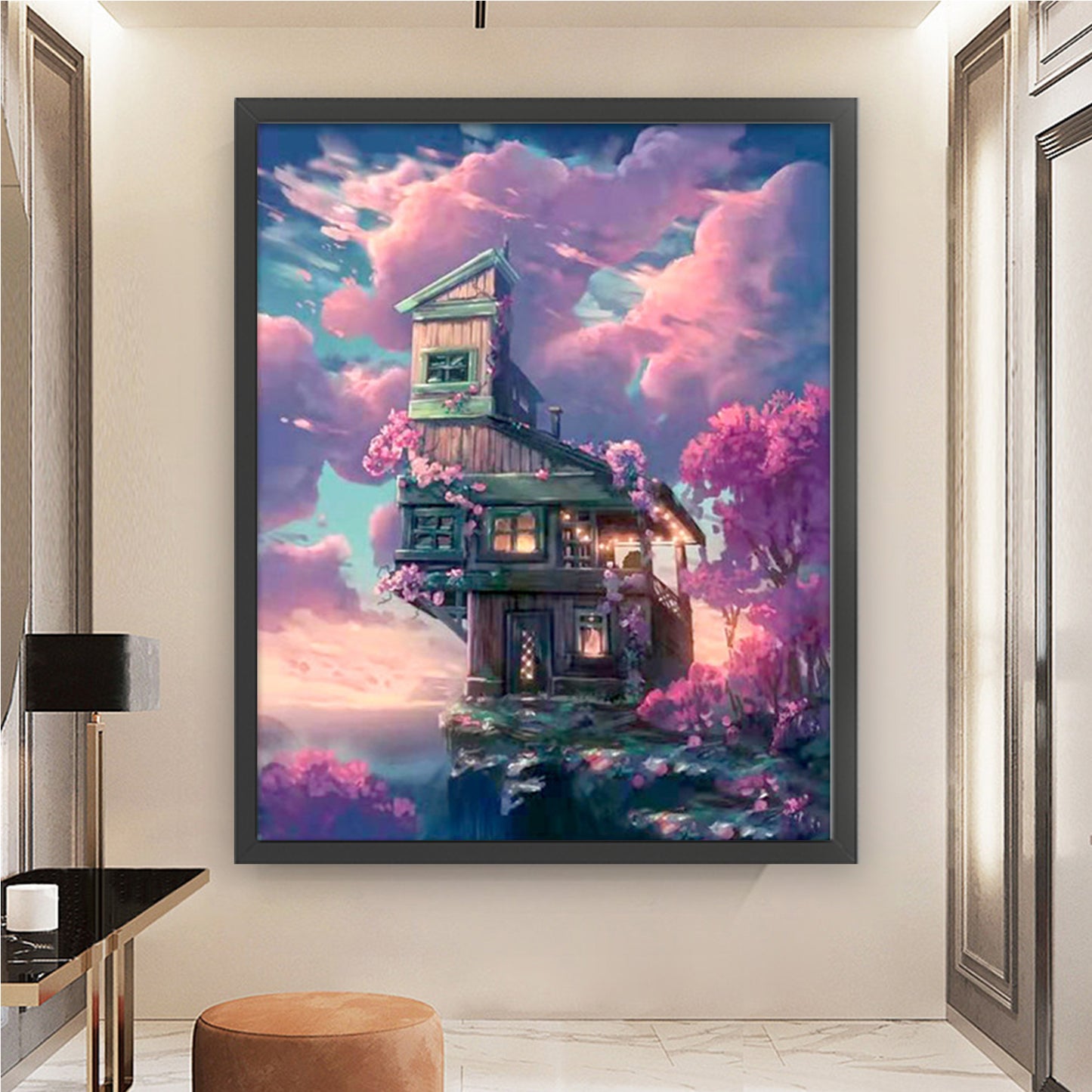 Cabin Above Clouds - Full 11CT Stamped Cross Stitch 50x61CM - Mona Lisa