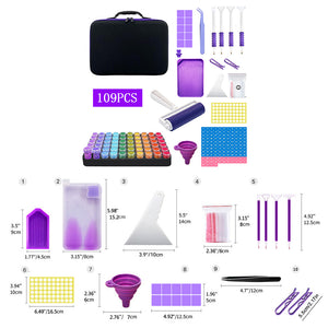 109pcs Bead Bottle Storage Handbag Diamond Painting Toolkit Bead Organizer Tool