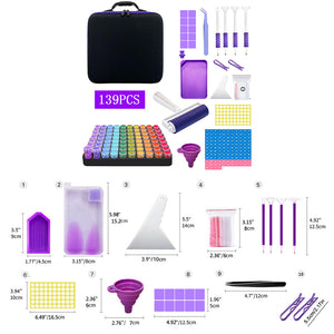 139pcs Bead Bottle Storage Handbag Diamond Painting Toolkit Bead Organizer Tool