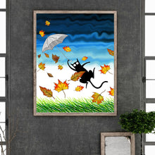 Load image into Gallery viewer, Black Cat With Fallen Leaves 40*50CM(Canvas) Full Round Drill Diamond Painting
