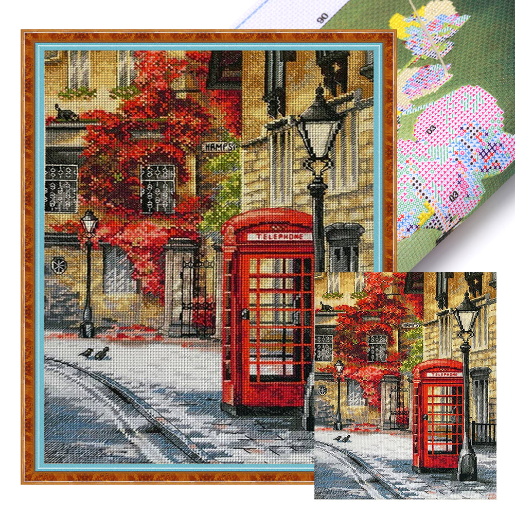 Telephone Booth - 45*55CM 11CT Stamped Cross Stitch£¨Spring Brand£©