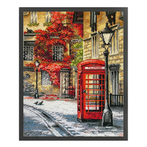 Telephone Booth - 45*55CM 11CT Stamped Cross Stitch（Spring Brand）