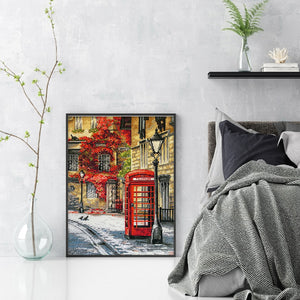 Telephone Booth - 33*45CM 14CT Stamped Cross Stitch Egyptian cotton£¨Spring Brand£©