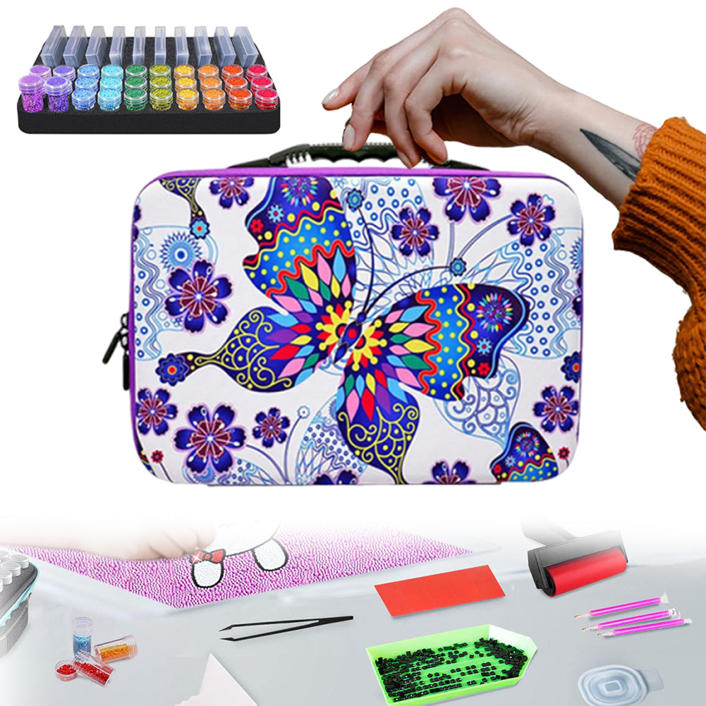 40Grid Butterfly Print Diamond Painting Bead Storage Box Bead Bottle Storage Bag