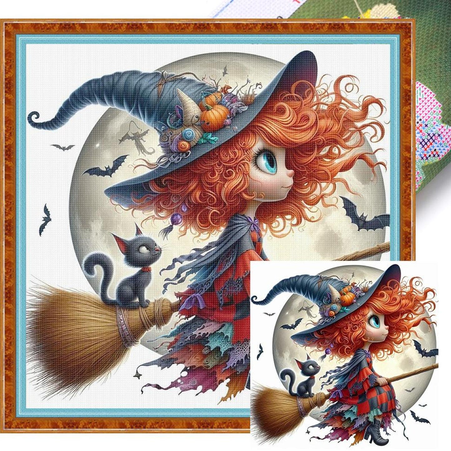 Halloween Witch - Full 11CT Stamped Cross Stitch 40x40CM - Yishu