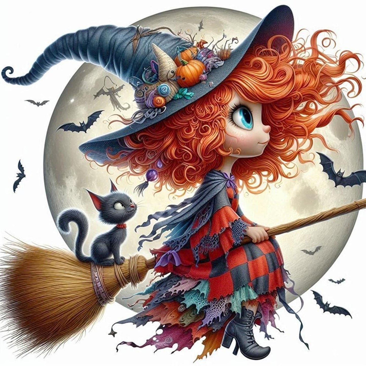 Halloween Witch - Full 11CT Stamped Cross Stitch 40x40CM - Yishu