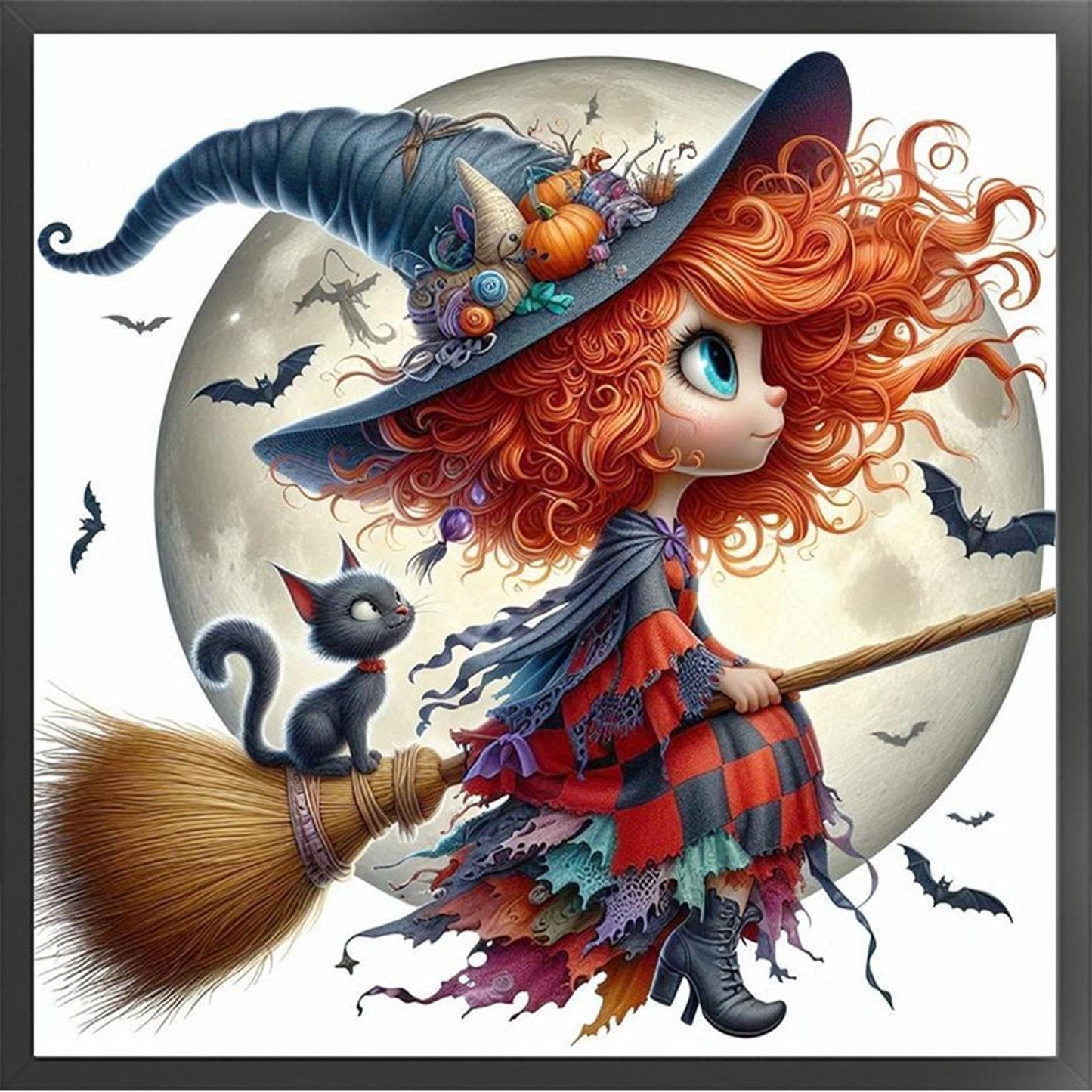 Halloween Witch - Full 11CT Stamped Cross Stitch 40x40CM - Yishu