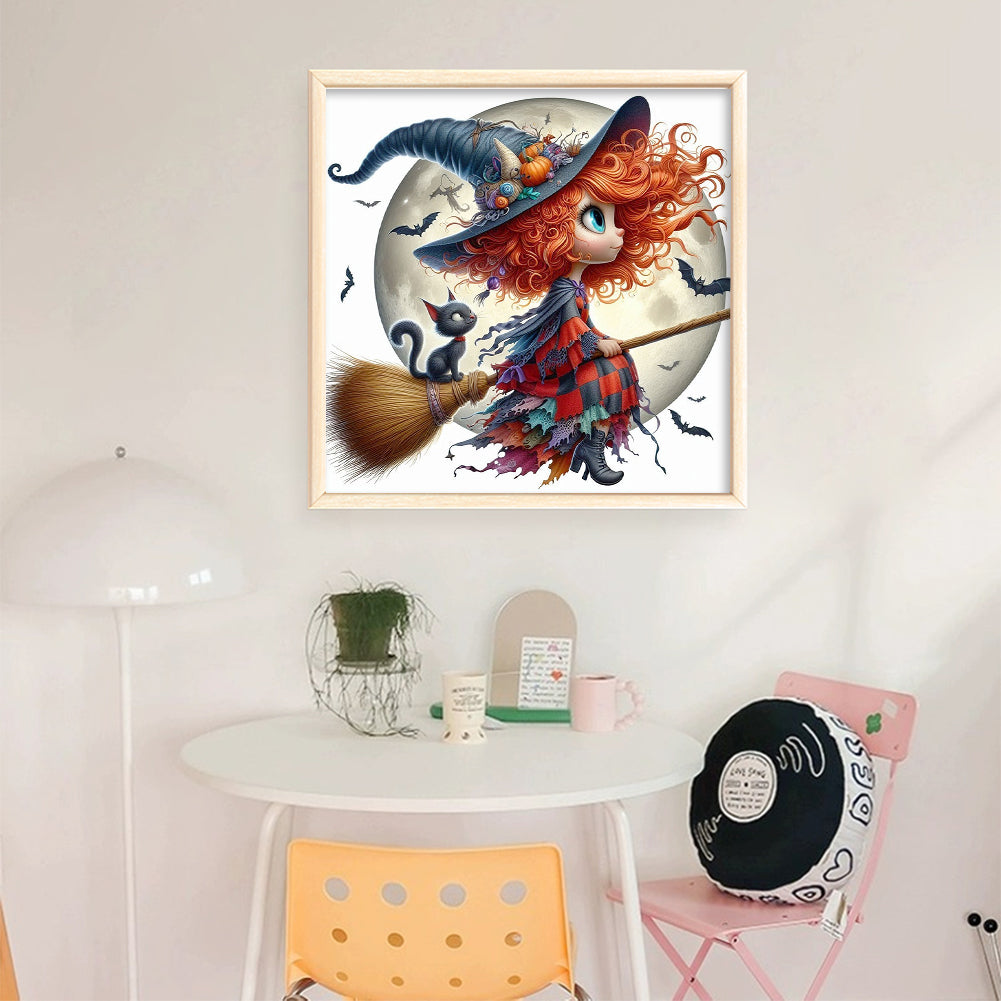 Halloween Witch - Full 11CT Stamped Cross Stitch 40x40CM - Yishu