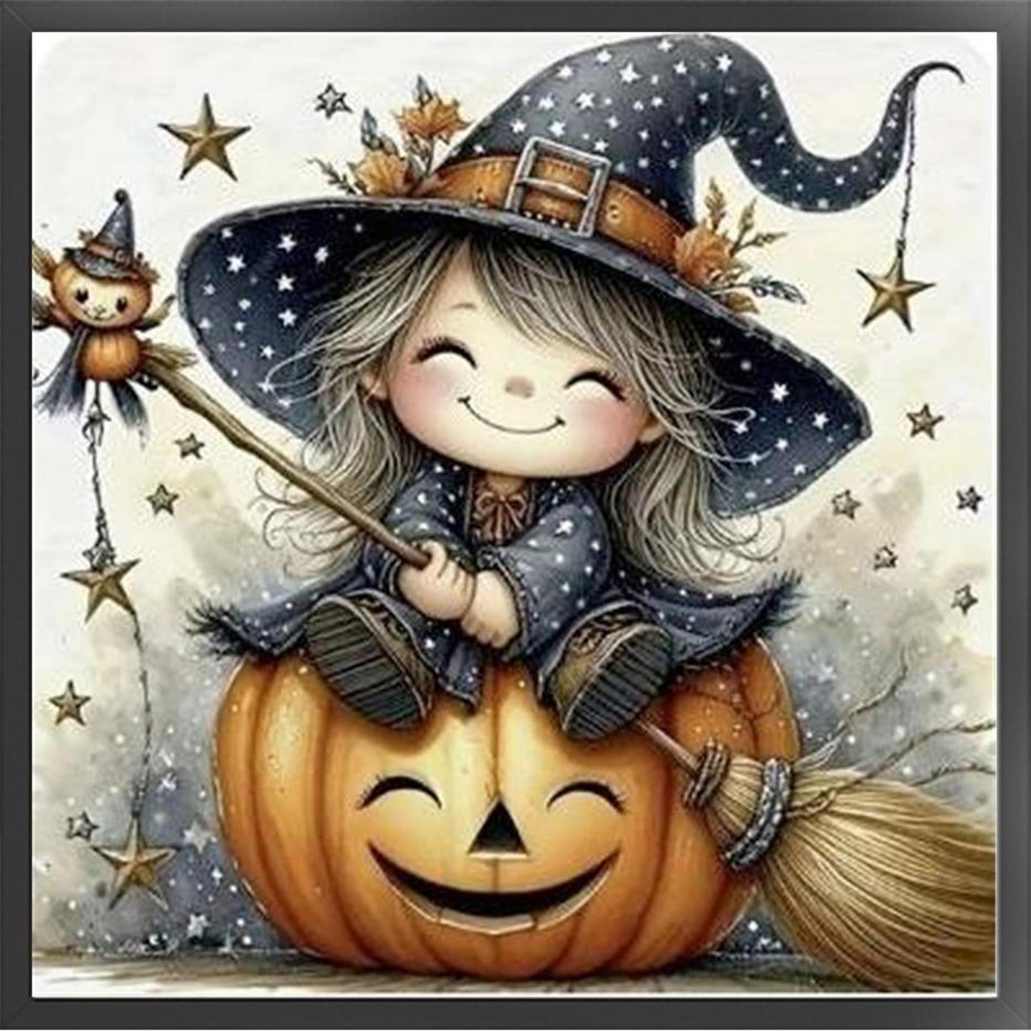 Halloween Witch - Full 11CT Stamped Cross Stitch 40x40CM - Yishu