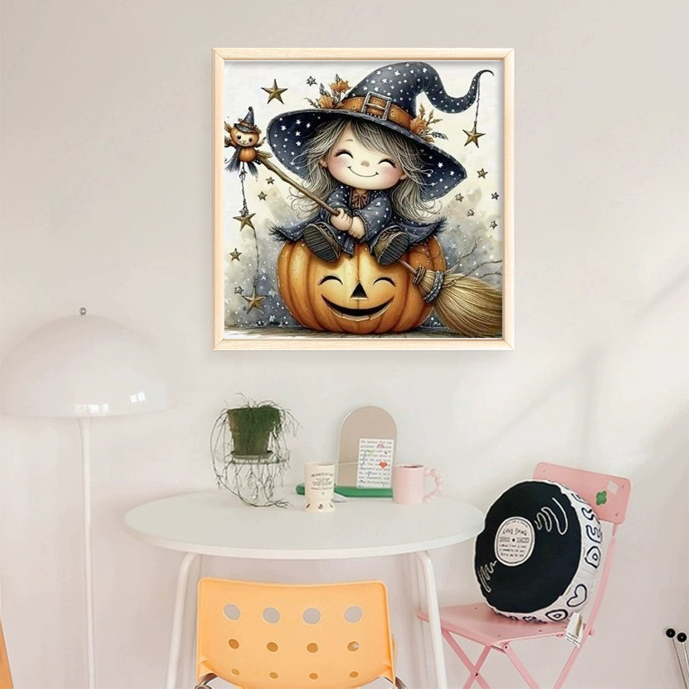 Halloween Witch - Full 11CT Stamped Cross Stitch 40x40CM - Yishu