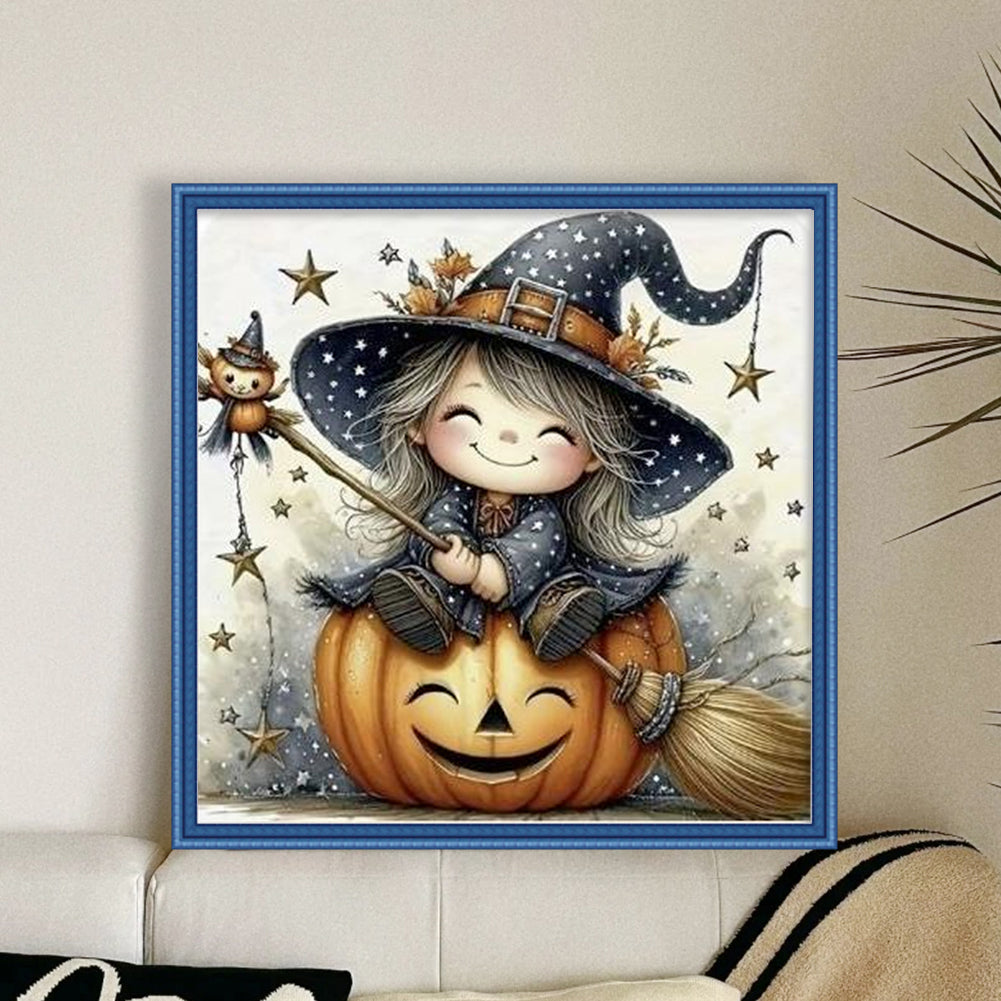 Halloween Witch - Full 11CT Stamped Cross Stitch 40x40CM - Yishu