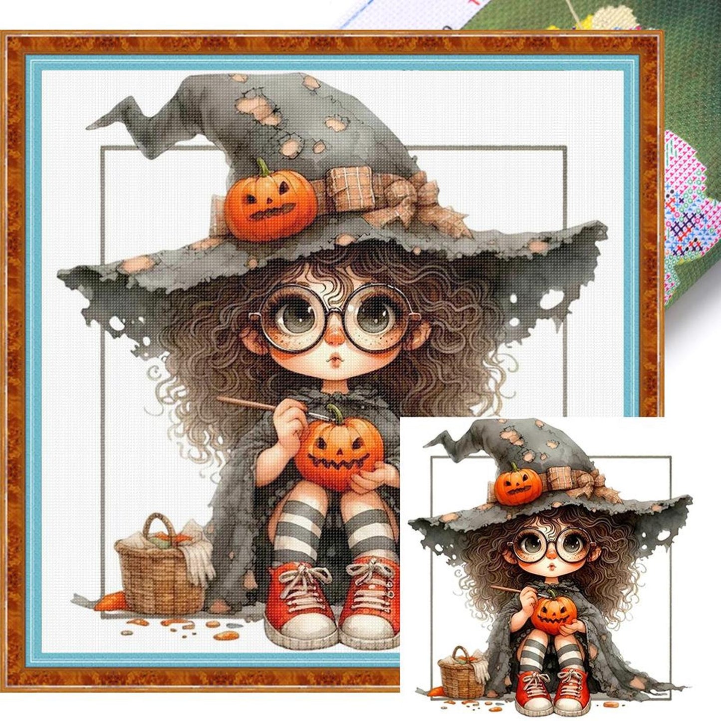 Halloween Witch - Full 11CT Stamped Cross Stitch 40x40CM - Yishu