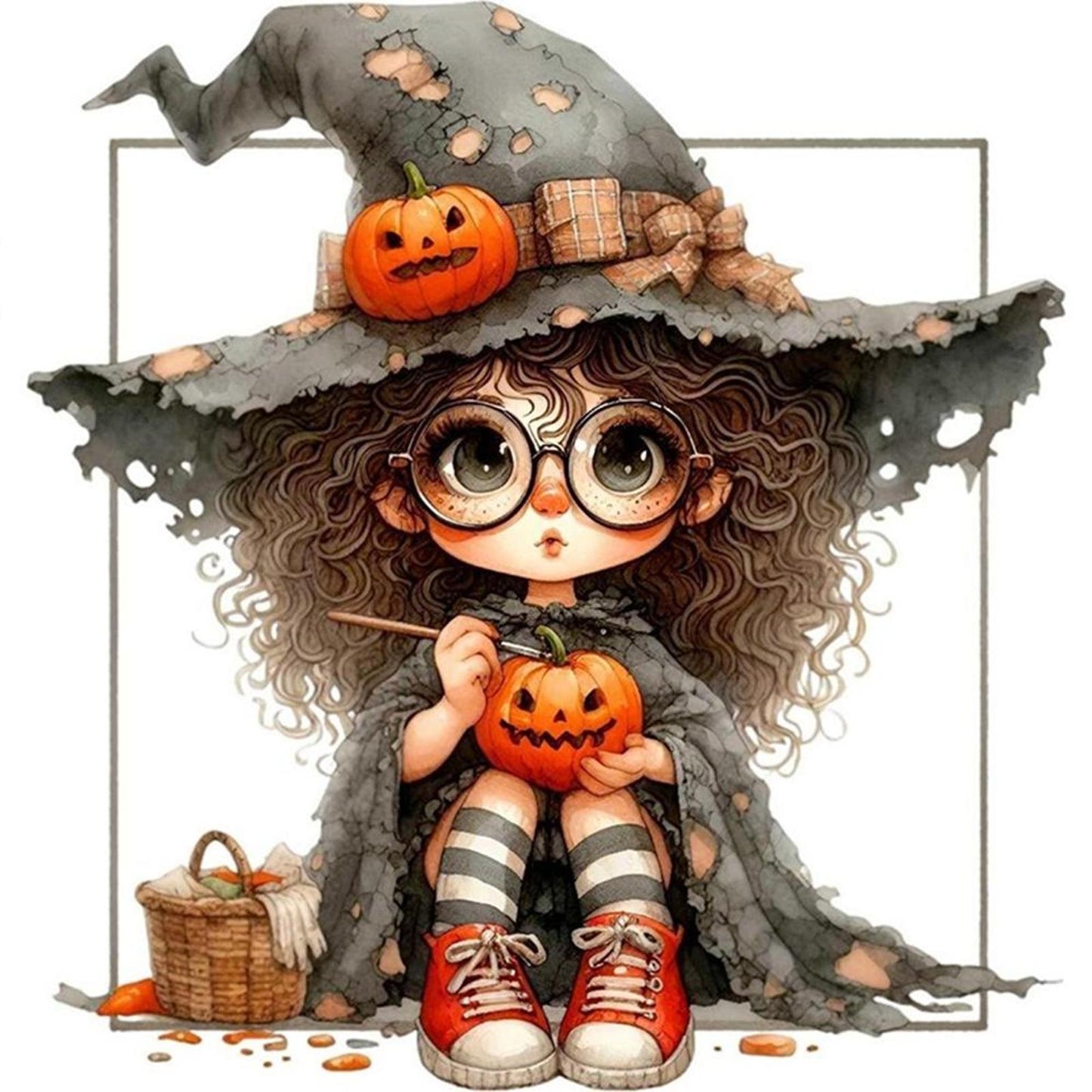 Halloween Witch - Full 11CT Stamped Cross Stitch 40x40CM - Yishu