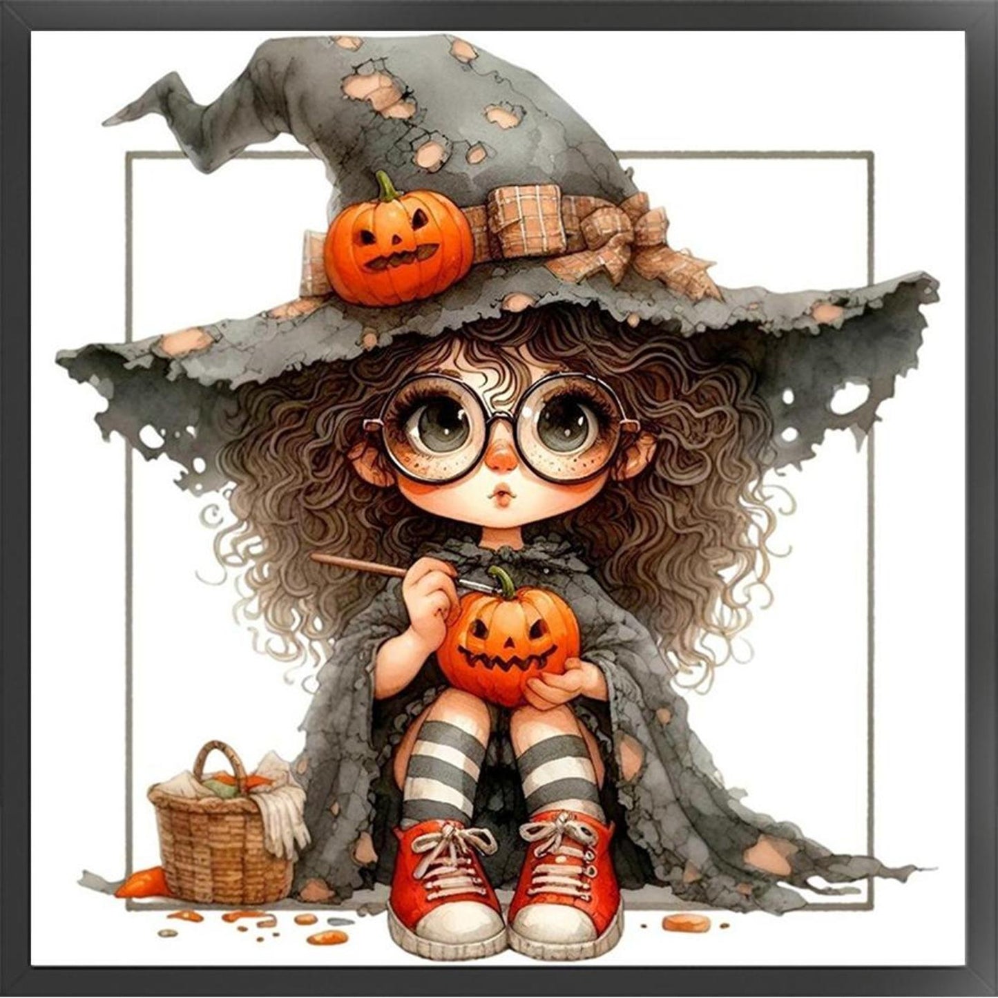 Halloween Witch - Full 11CT Stamped Cross Stitch 40x40CM - Yishu