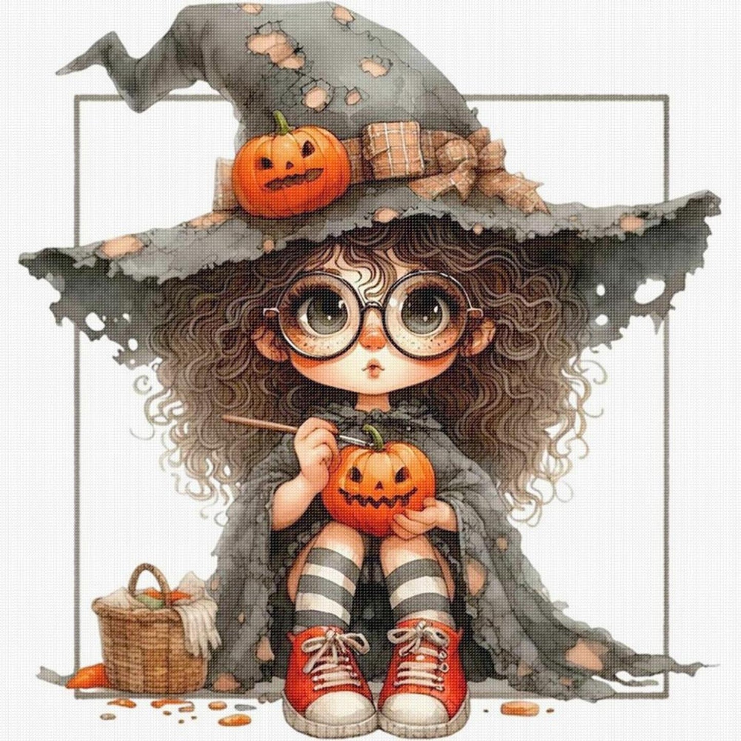 Halloween Witch - Full 11CT Stamped Cross Stitch 40x40CM - Yishu