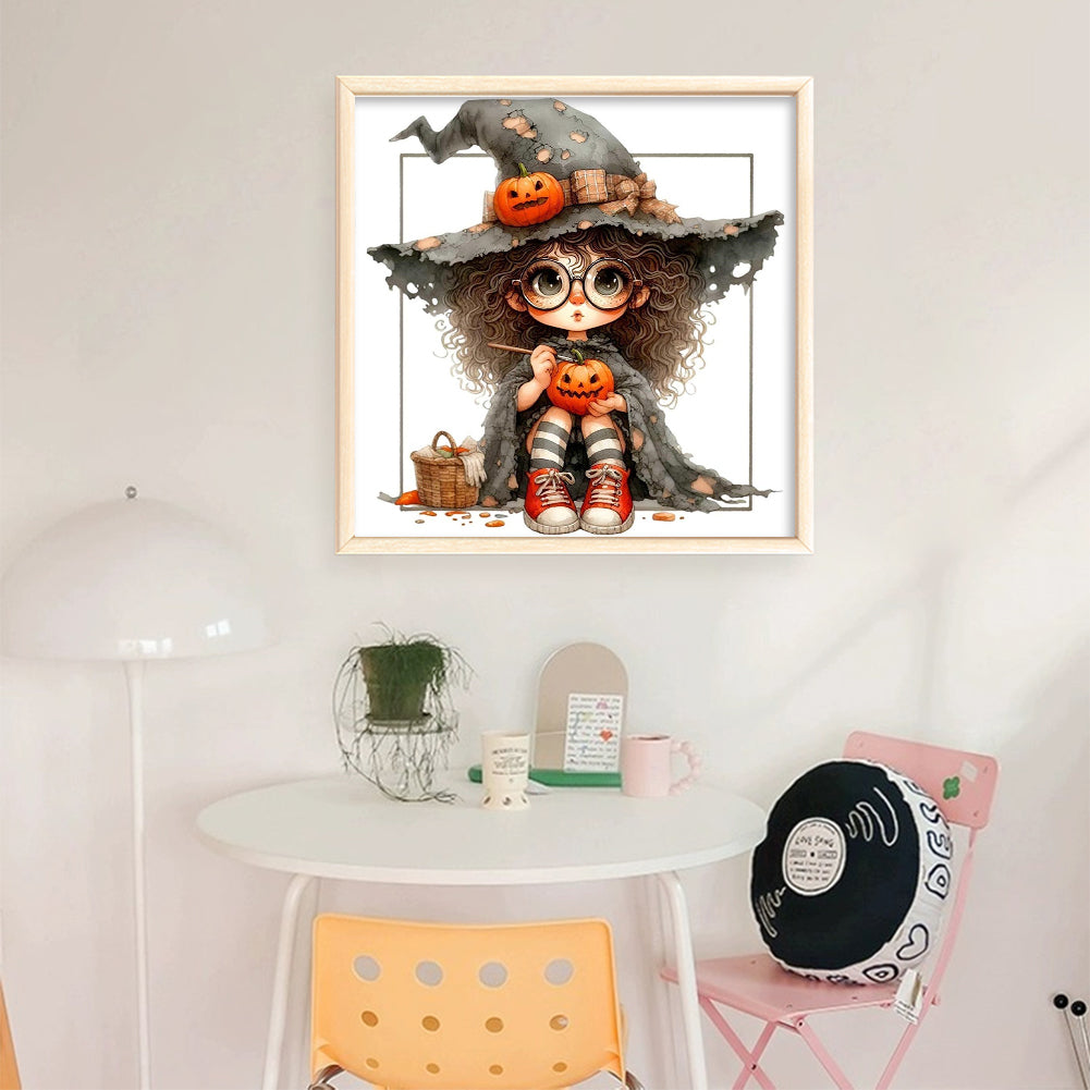 Halloween Witch - Full 11CT Stamped Cross Stitch 40x40CM - Yishu