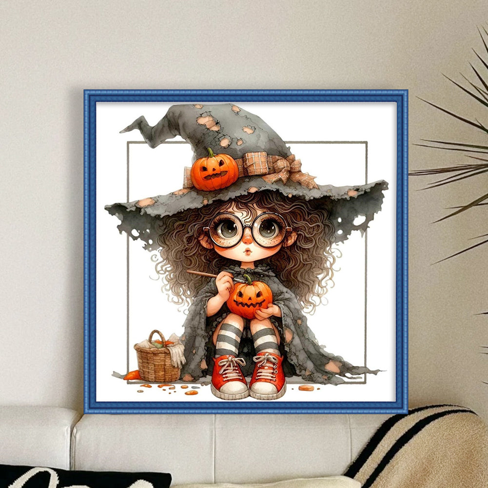 Halloween Witch - Full 11CT Stamped Cross Stitch 40x40CM - Yishu