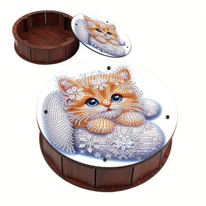 DIY Diamond Painting Storage Box Rhinestones Decorative Snack Case Kit (Cat)