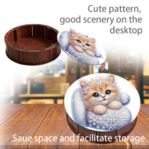 DIY Diamond Painting Storage Box Rhinestones Decorative Snack Case Kit (Cat)