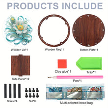 Load image into Gallery viewer, DIY Diamond Painting Storage Box Rhinestones Decorative Snack Case Kit (Flower)
