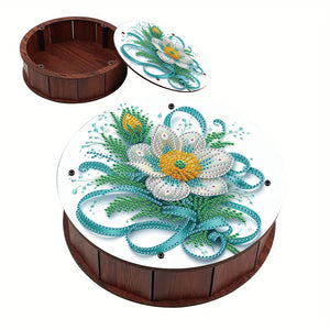 DIY Diamond Painting Storage Box Rhinestones Decorative Snack Case Kit (Flower)