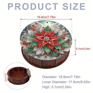 DIY Diamond Painting Storage Box Rhinestones Decorative Snack Case (Red Flower)
