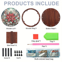 Load image into Gallery viewer, DIY Diamond Painting Storage Box Rhinestones Decorative Snack Case (Red Flower)
