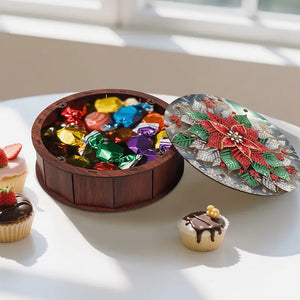 DIY Diamond Painting Storage Box Rhinestones Decorative Snack Case (Red Flower)