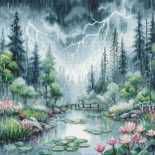 Load image into Gallery viewer, Moonlight over Lotus Pond - 46*46CM 14CT Stamped Cross Stitch Egyptian cotton£¨Xiaobai Brand£©
