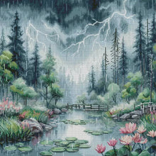 Load image into Gallery viewer, Moonlight over Lotus Pond - 46*46CM 14CT Stamped Cross Stitch Egyptian cotton£¨Xiaobai Brand£©

