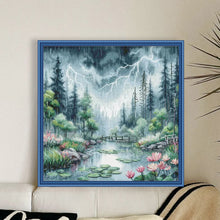 Load image into Gallery viewer, Moonlight over Lotus Pond - 46*46CM 14CT Stamped Cross Stitch Egyptian cotton£¨Xiaobai Brand£©
