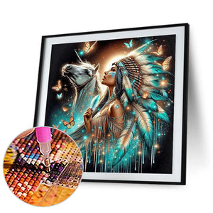 Indian Woman 40*40CM(Canvas) Full Round Drill Diamond Painting