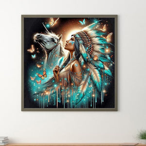 Indian Woman 40*40CM(Canvas) Full Round Drill Diamond Painting