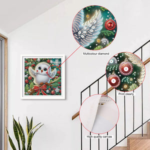 Christmas Owl 30*30CM(Canvas) Partial Special Shaped Drill Diamond Painting