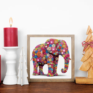 Flower Elephant 30*30CM(Canvas) Partial Special Shaped Drill Diamond Painting