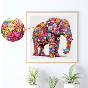 Flower Elephant 30*30CM(Canvas) Partial Special Shaped Drill Diamond Painting
