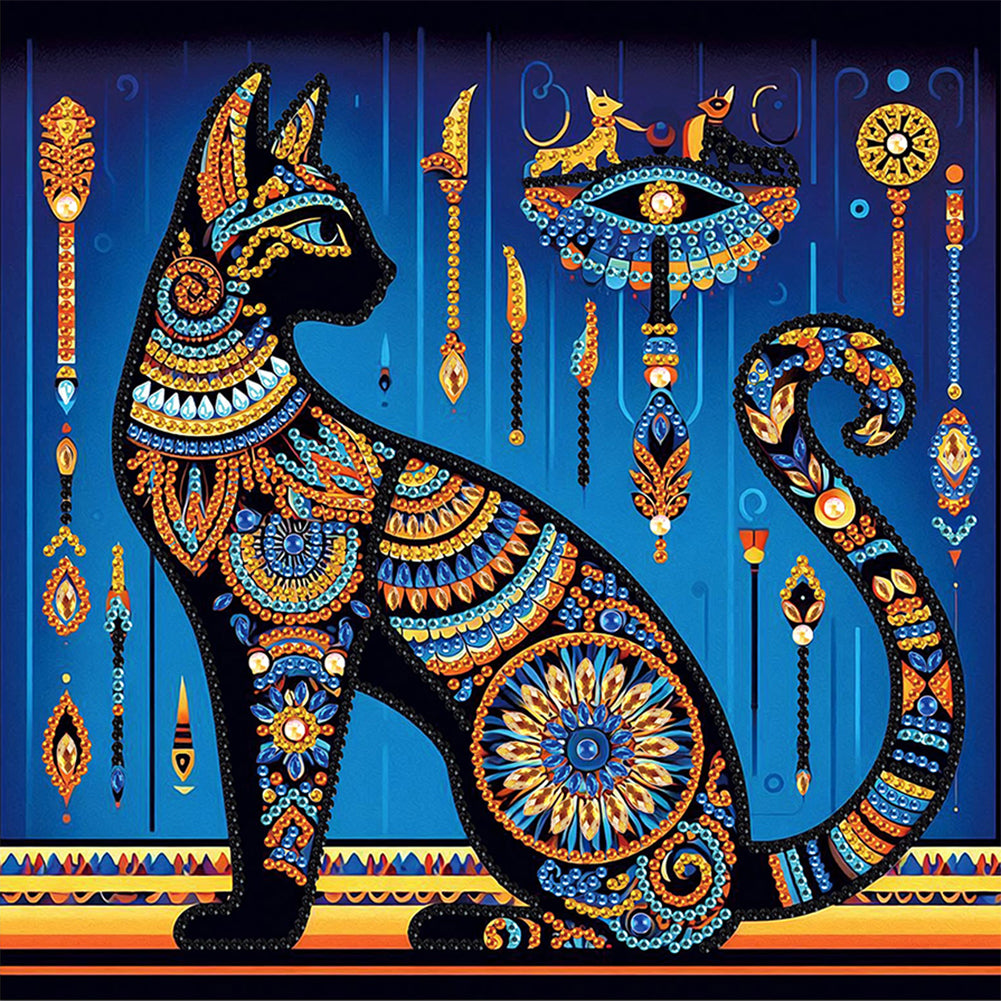 Egyptian Cat 30*30CM(Canvas) Partial Special Shaped Drill Diamond Painting