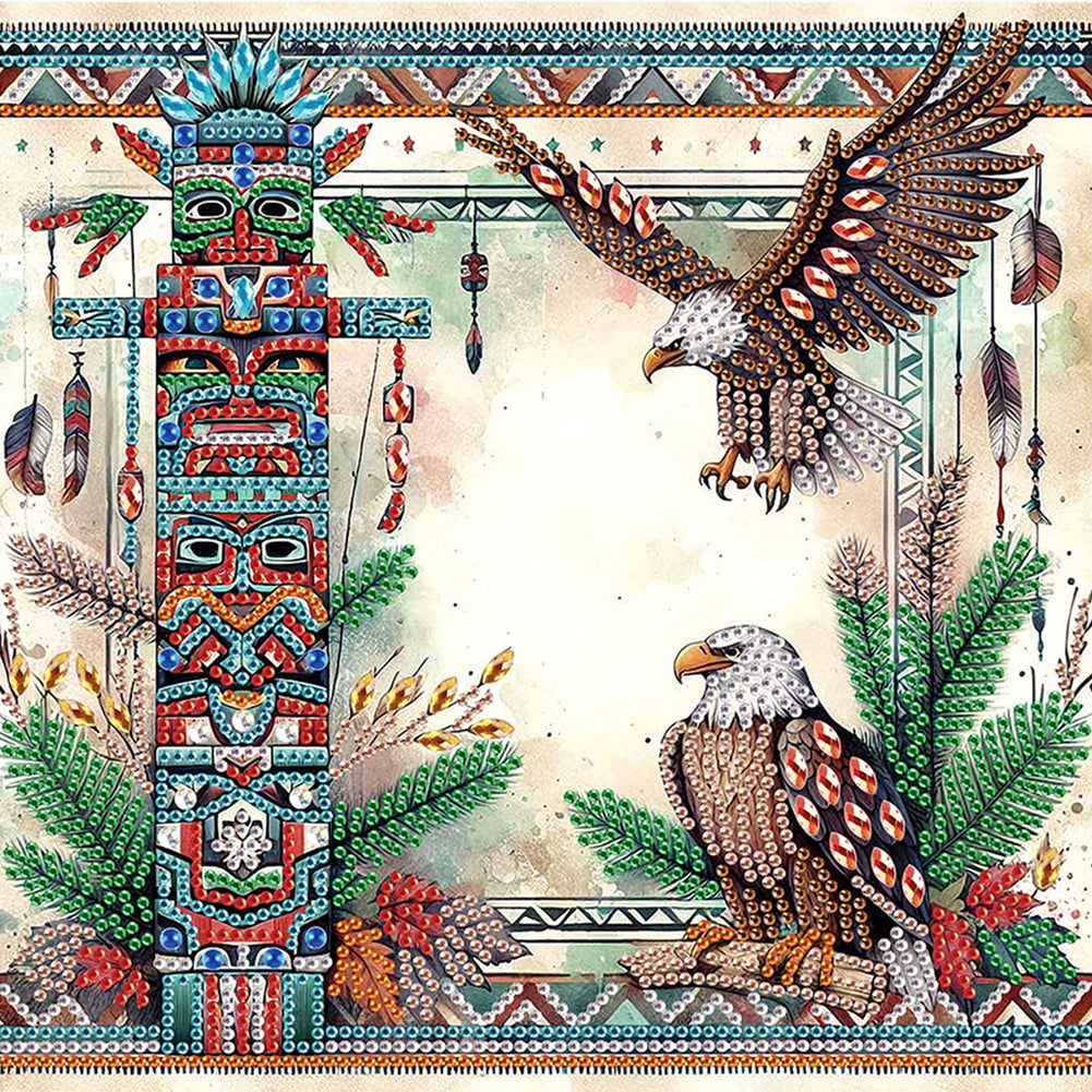 Indian Eagle 30*30CM(Canvas) Partial Special Shaped Drill Diamond Painting