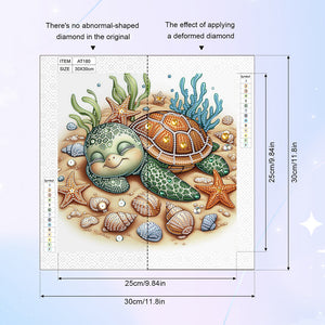 Cartoon Turtle 30*30CM(Canvas) Partial Special Shaped Drill Diamond Painting
